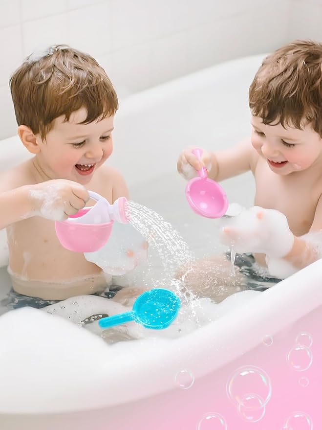 Small Bath Toys for Toddlers Age 1-3 - Super Easy to Clean Water Table Toys, Baby Bath Tub Swimming Pool Beach Toy Accessories for Fun Tactile Training Newborn Gifts, 3 Pack (Pink)