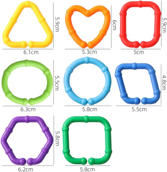 50PCS Baby Rings Toy Links Plastic Babies Teething Ring Attach Baby Toys to Strollers or Carrier Seat or Baby Bouncers for Infants