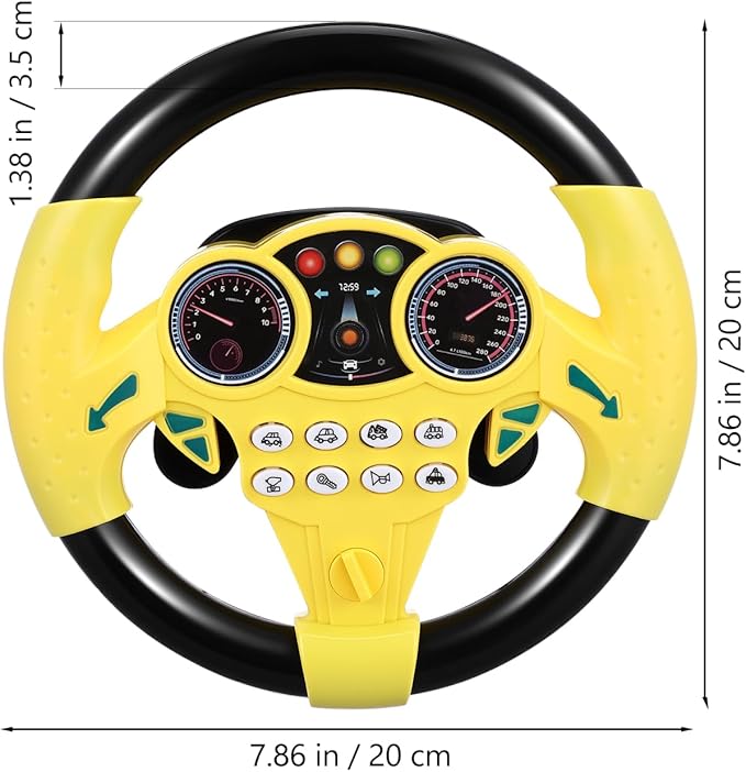 Toyvian Kids Steering Wheel - Simulated Driving Controller, Early Education Pretend Driving Toy with Light Music, Steering Wheel Toys for Toddlers 1-3
