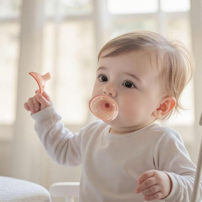 Garkoko Baby Pacifiers 0-6 Months, BPA-Free Silicone Nipple, Lightweight One-Piece Design, Set of 4, with a Pacifier Chain & Pacifier Case