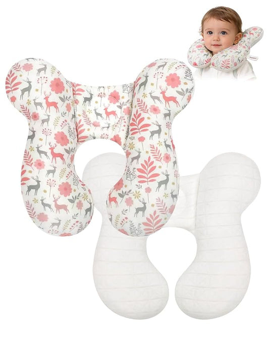 KAKIBLIN Baby Travel Pillow, Baby Neck Pillow for Car Seat, U-Shaped Head and Neck Support for Stroller Pushchair, Soft Cooling Breathable Infant Head Pillow for Newborn Toddler