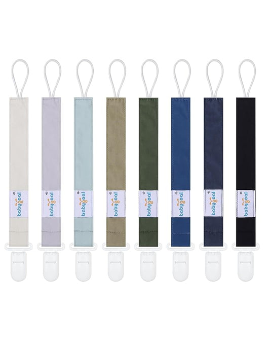 babygoal Baby Pacifier Clips 8 Pack, Pacifier Holder Clip Fits for Most Pacifier and Binkies-Neutral Color