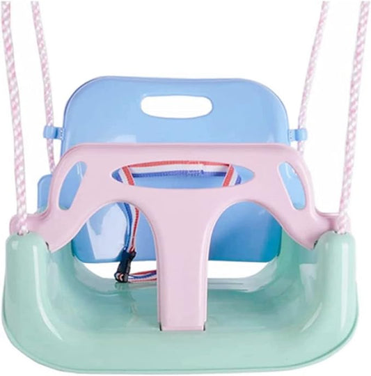 3-in-1 Swing Anti-flip Snug & Detachable for Toddler to Teenager Macarons Color Outdoor Patio Play(Light Green Chair+Pink Handrail)
