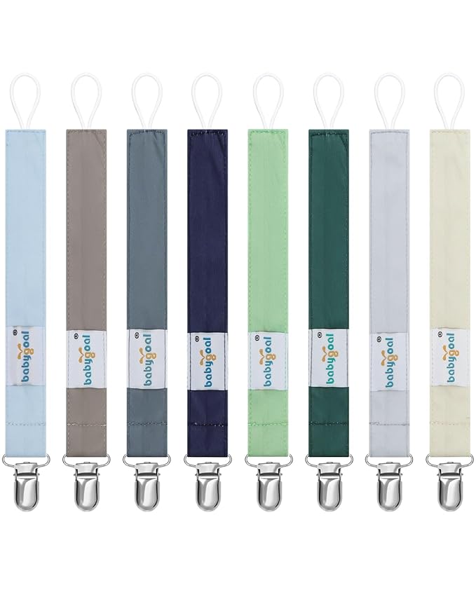 babygoal Baby Neutral Pacifier Clips, 8 Pack Binky Paci Holder Clip for Babies Boys and Girls Fits Most Pacifiers and Binkies