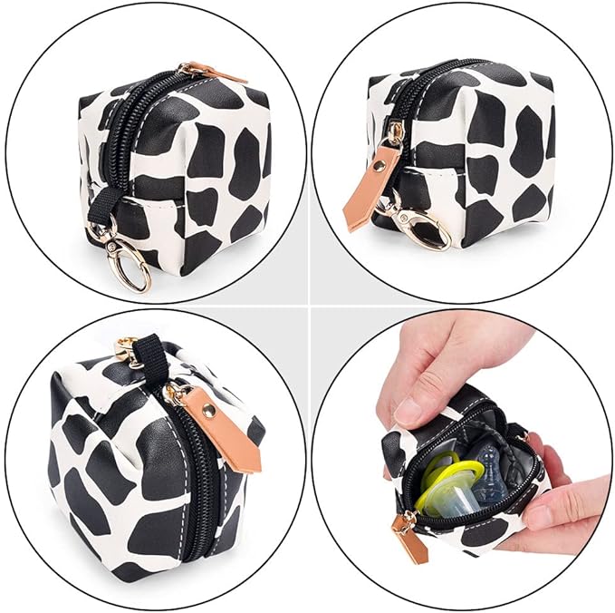 LUOZZY Pacifier Holder Pouch - Portable Pacifier Case with Cows Pattern, Easily Attach to Diaper Bags or Purse for Outdoor Travel Accessories