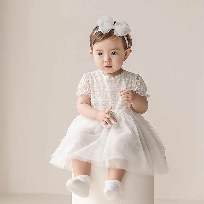 Baby Girls Cute Lace Bow Headband Soft Cotton Elastic Hair Accessories for Toddlers Newborns Ideal for Birthdays Baby Shower Photoshoots Special Occasions