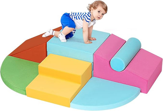 7PCS Climbing Toys for Toddlers 1-3 Inside, Foam Baby Climbing Blocks Soft Play Set for Toddlers 1-3, Corner Toddler Climbing Toys Indoor Baby Climbing Gym for Toddler Climbing Crawling and Sliding