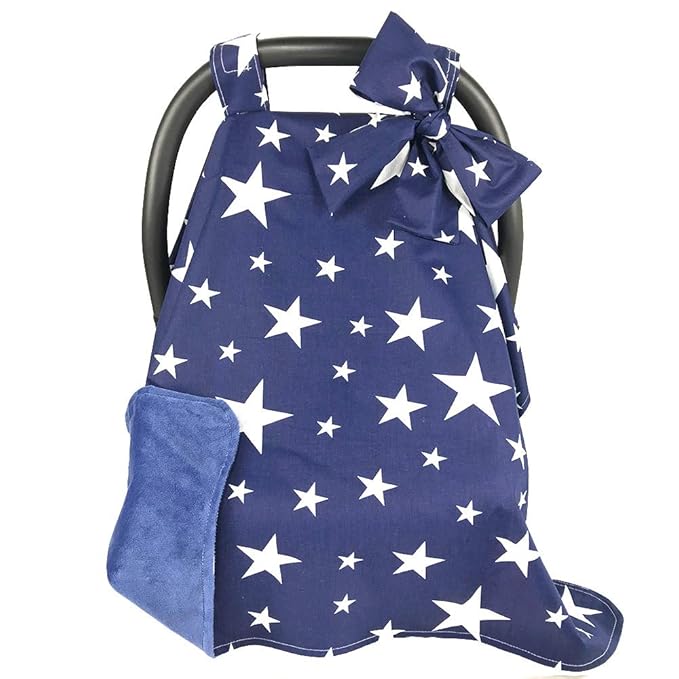 Multi-Use Baby Car Seat Cover Nursing Covers Breastfeeding Cover Carseat Canopy for Baby Shower Gift Blue Star Print