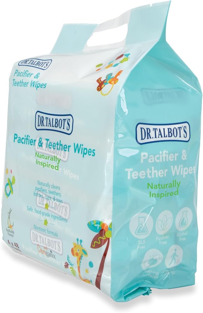 Dr. Talbot's Pacifier & Teether Wipes Naturally Inspired with Citroganix, Vanilla Milk (Pack of 4, 192 Count)