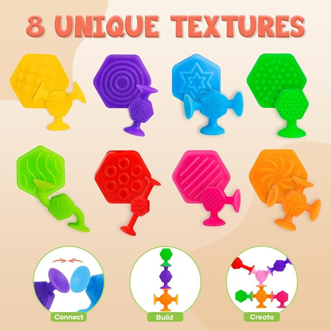 100PCS Suction Cup Toy Set, Multiple Styles Randomly Sent, Surprise Matching, Rich Styles, Bright Colors, Bath Toys, Stress Relieving Sensory Toys Kids Adults Boys Girls, Baby Birthday Easter Stuffer