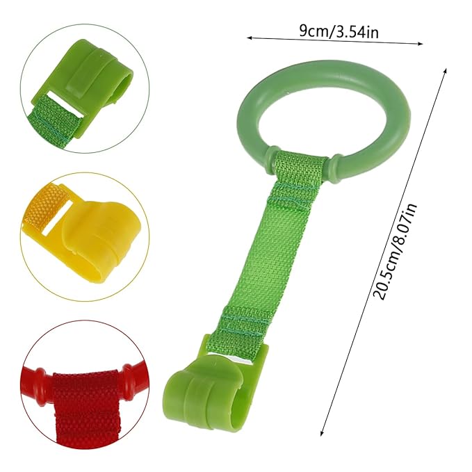 4 PCS Baby Pull Up Rings, Baby Crib Pull up Rings, Kids Walking Exercises Assistant Stand Up Rings Baby Cot Hanging Rings for Infant Baby Toddler Practice Tool