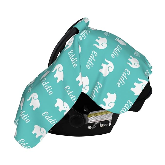 Personalized Baby Car Seat Covers for Babies, Custom Carseat Canopy with Name and Cute Icon, Nursing Cover for Girls and Boys, Minky Nursing Cover for Breastfeeding, Car Seat Canopies for Infant