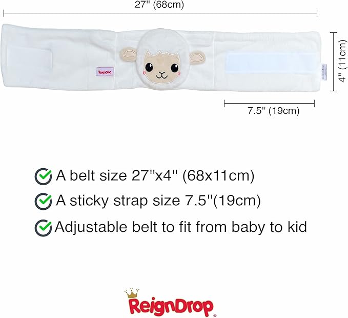 ReignDrop Colic Relief for Newborns – Gas Relief Set with Belly Band, Gel Pack, Storage Bag – Soothing Calming Warm or Cold Compression Baby Belly Belt (Lamb Gel Pack)