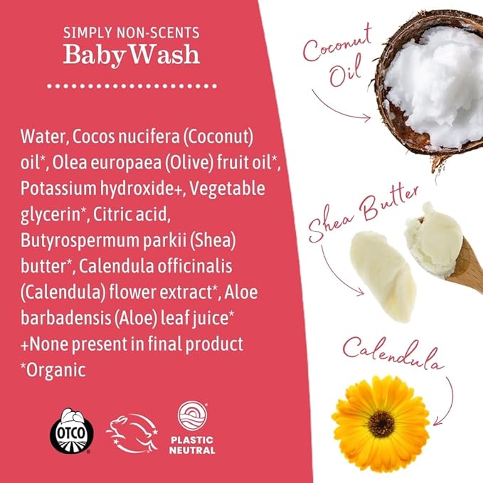 Earth Mama Simply Non-Scents Baby Wash - Foaming Hand Soap & Body Wash for Sensitive Skin - 34 fl oz - Infant Essentials - Fragrance-Free