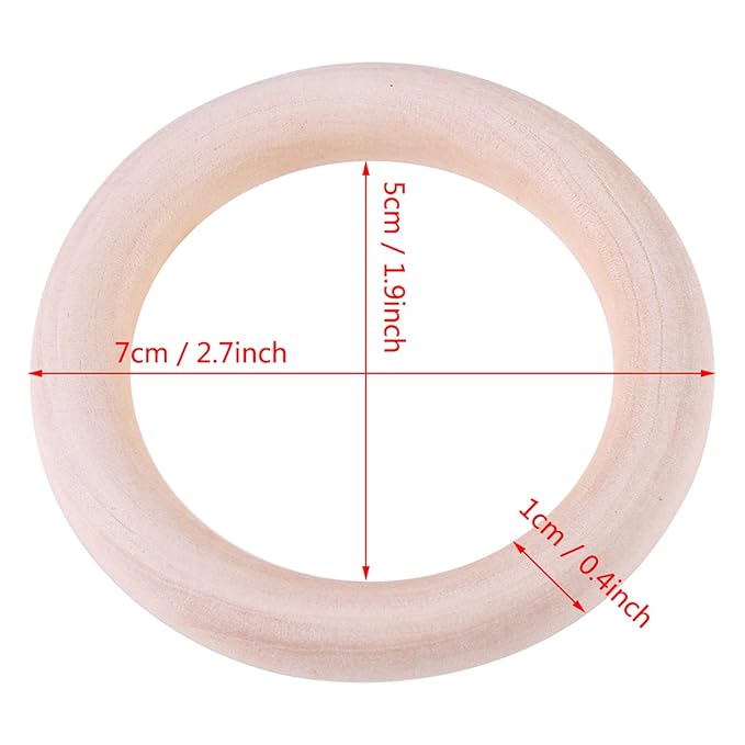 Wood Teething Rings 10Pcs Baby Infant Teether Wooden Bracelet DIY Craft Pacifiers Teethers Relief Accessories Pendant Connector