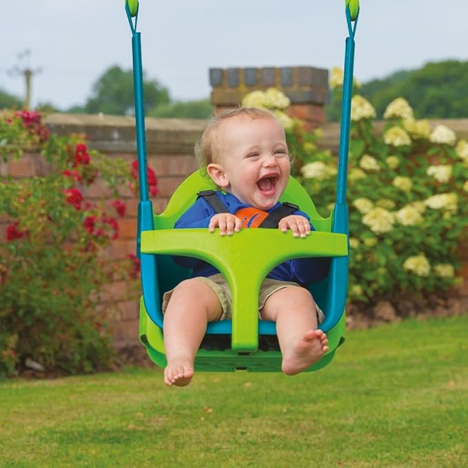 TP Toys Baby Swing - Comfy Toddler Swing Seat, Kids Outdoor Toys, Quadpod Adjustable 4-in-1 Swings Chair, Secure, Safe Quick Click Locking System, Durable, Easy Installation, Ages 6 Months - 8 Years