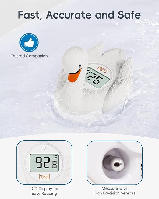 b&h Baby Bath Thermometer, Swan Digital Infant Bathtub Thermometer - Reliable Temperature Readings - Easy to Read Screen - Waterproof, Safe Floats in Water Toy, Newborn Must Haves