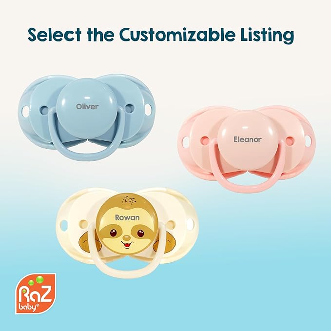 RaZbaby Keep-It-Kleen Baby Pacifier 2-Pack Closes When Dropped - BPA-Free Silicone Orthodontic Nipple, Ideal for Travel, Nipple Stays Clean, 0-36 Months - Green Dragon/Blue Puppy Design