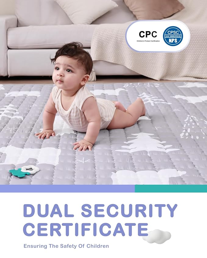 WONDAY Thick Baby Floor Playmat for Playpen,50x50 Playpen Mat Non Toxic Car Foldable Kids Crawling Mat for Babies 6-12 Months, Infant Baby Playpen Mat for Toddlers 1-3