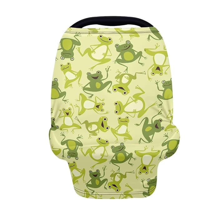 Binienty Funny Frogs Animal Print Infant Stroller Covers for Baby Boys Girls, Stretchy Multi-Use Breastfeeding Scarf for Women Carseat Canopy for High Chair/Shopping Cart/Stroller