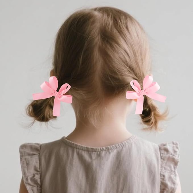 18pcs purple & pink hair bows for girls. cute bows with alligator clips, bow hair ties, snap-clip hairpins. Handmade hair accessories gift set for girls.