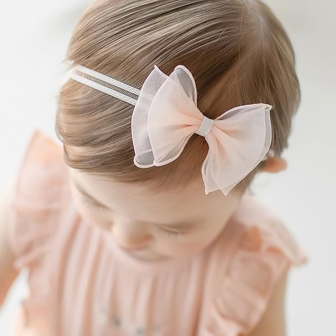 Lace Flower Bow-knot Baby Girls Headband Birthday Infant Wrap Elastic Baby Turban Hairband for Newborn Infant Toddler Kids (Style 4)