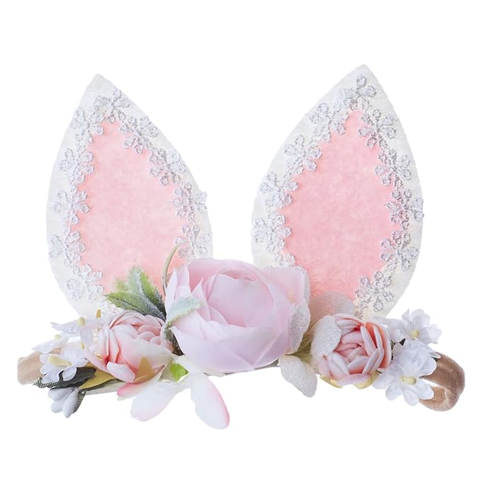 Baby Girl Floral Easter Bunny Nylon Headband Flower Elastic Hairband Bows Wraps For Newborn Infant Toddler Hair Accessories (RT002)