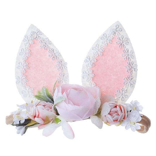 Baby Girl Floral Easter Bunny Nylon Headband Flower Elastic Hairband Bows Wraps For Newborn Infant Toddler Hair Accessories (RT002)
