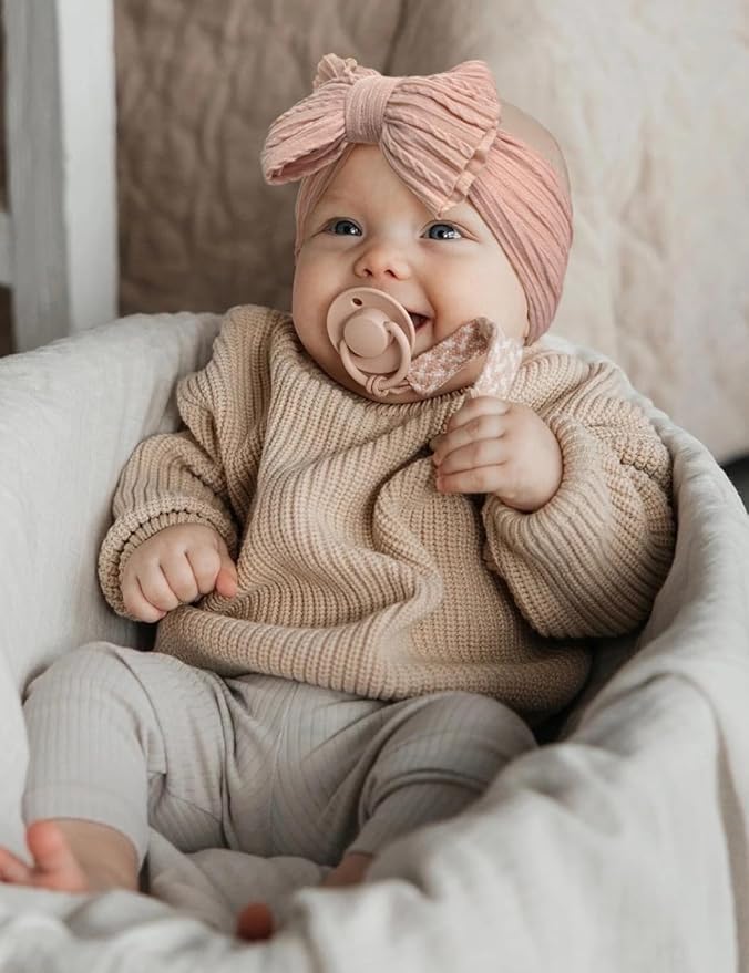 Rust Baby Headbands with Bows, Cute Headband Bow for Baby Girls Infant Head Wraps Newborn Toddler Bonnet Unisex Gifts(03H-06)