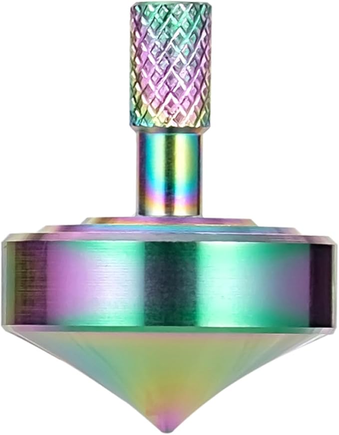 Stainless Steel Spinning Top, Precision Mini Desktop Gyroscope, Kill Time Reduce Stress ADHD Toys, Perfect Balance Gyro (Iridescent Style 1)