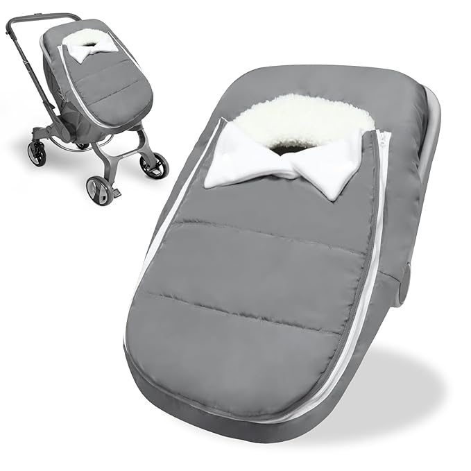 Car Seat Cover Baby Winter, Waterproof Carseat Covers Newborn Boy, Windproof Infant Car Seat Cover Warm & Breathable Use Universal Grey