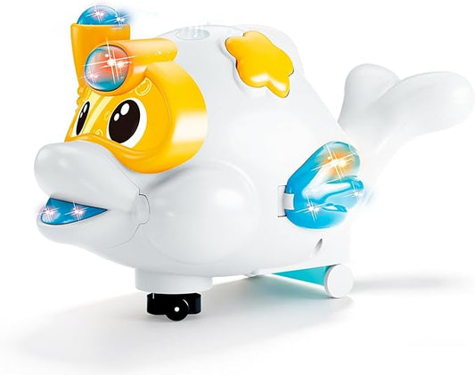 Baby Fish Musical Crawling Toy with Lights, Sounds, Blowing Ball, Infant Sensory Toys, Birthday Gifts for Kids Boy Girl 3 4 5 6 7 8 Years