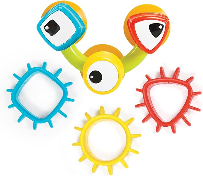 Yookidoo Baby Bath Toy - Spin 'N' Sort Water Gear - Childrens Sensory Water Wheel Set That Attaches to Any Size Tub - Includes Suction Cups, 3 Googly Eye Gears, and Pourers