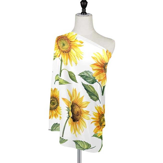 Nursing Cover Breastfeeding Scarf Yellow Sunflower Baby Car Seat Covers Soft Breathable Infant Carseat Canopy Stroller Cover for Boys Girls