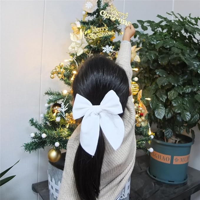 Pack of 4 Large Velvet Fable Bow Hair Clips for Kids Toddler Girl Mom Velvet Hair Bow Alligator Clips Baby Girls Women Hair Accessories (Christmas)