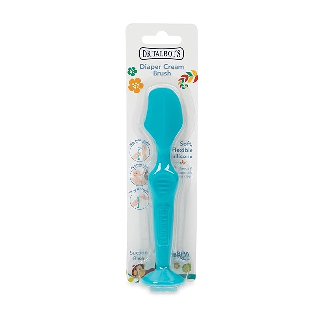 Dr. Talbot's Diaper Cream Brush for Babies - Diaper Rash Cream Applicator with Suction Base - Full Size - Aqua Blue