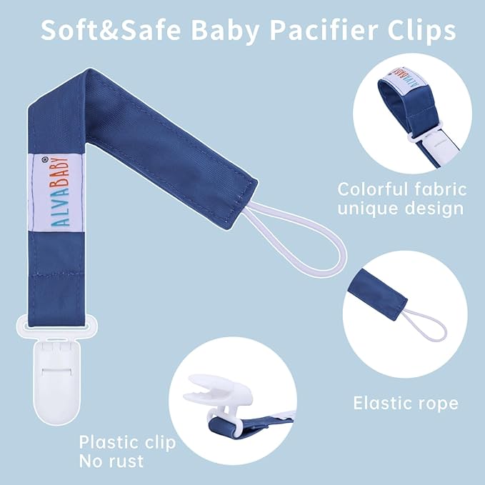 ALVABABY Baby Pacifier Clips Paci Universal Holder Leash Pacifier Clip Binky Holder for Teether Soothie 8 Pack 8DP06A