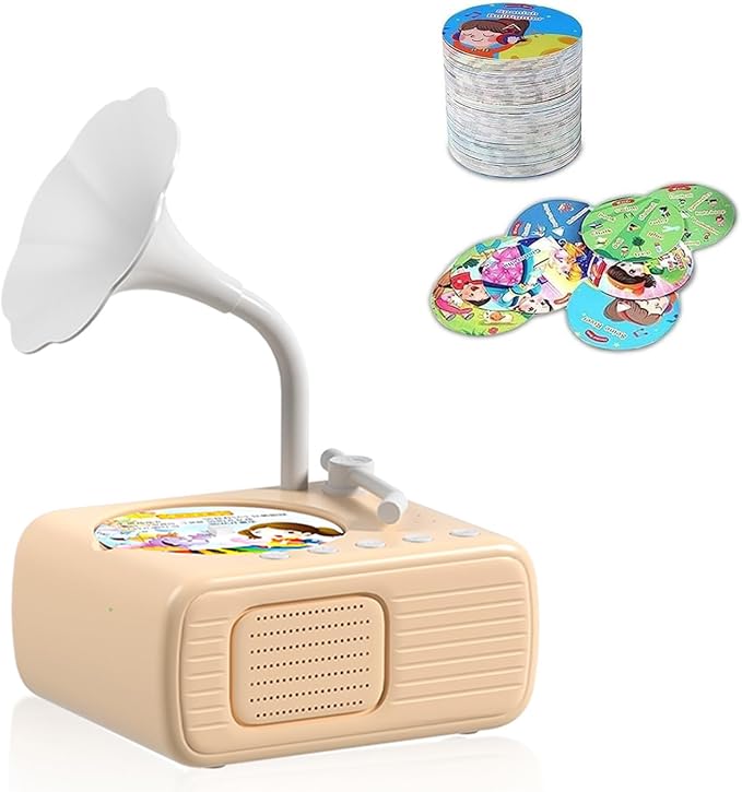 2026 New Kids Phonograph with 99 Cards – Toddler Record Player, Kids Storytelling Machine, Music Player for 3+ Years Old, Educational Phonograph for Boys and Girls (Beige)