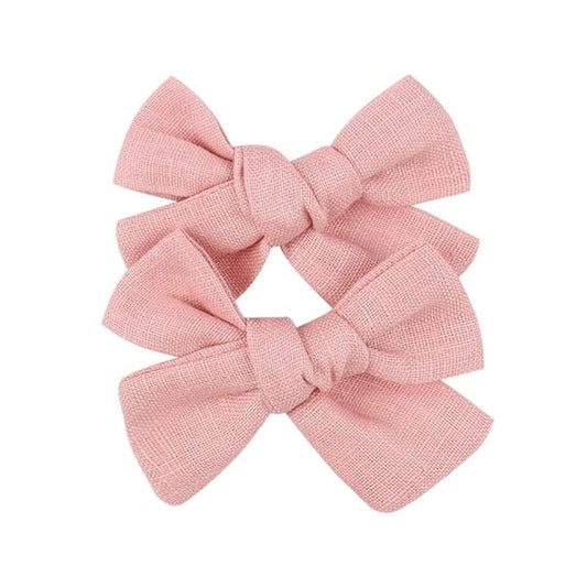 3.2'' Girls Pink Linen Hair Bows Clips - Alligator Clips Hair Accessories for Little Girls, Toddlers, Kids, and Teens
