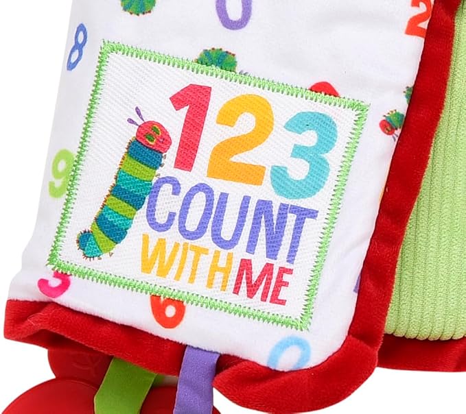 Baby Starters The Very Hungry Caterpillar Sensory Interactive Blanket with 6 Multi-Sensory Features and Travel Clip, Count with Me Multicolored Print, 14 inch, Eric Carle