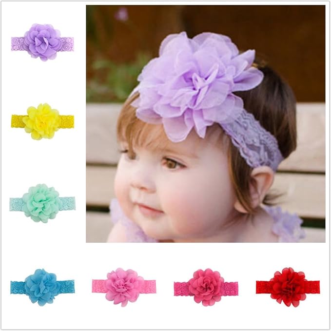 YYCRAFT 15pcs Purple/Lavender Chiffon Lace Hair Flower for Girls Headband Baby Flowers Bows,Crafts,Party Decoration(2"-4.5")