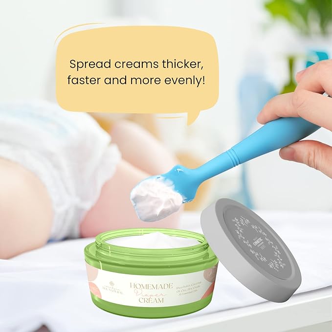 3 Pack Baby Diaper Cream Brush, Diaper Cream Spatula Applicator Silicone Baby Butt Paste Spatula for Babies, Newborn (3Pack, Gray/White/Blue)