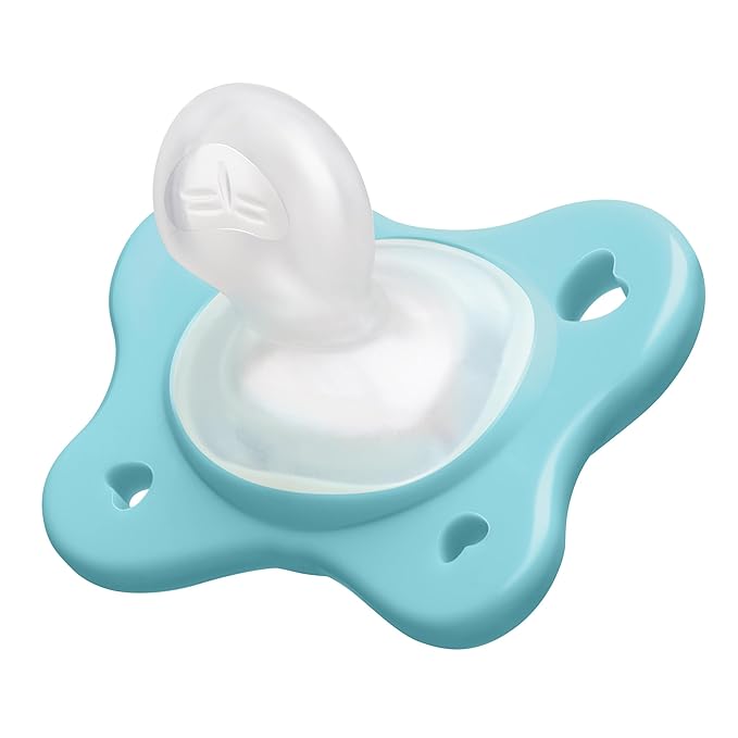 Chicco PhysioForma Dual Soft Orthodontic Pacifier for Babies 6-16 Months, 100% Soft Silicone, Supports Breathing, One-Piece Design, Included Sterilizing Case, BPA Free, 2-Pack, Grey/Ultramarine