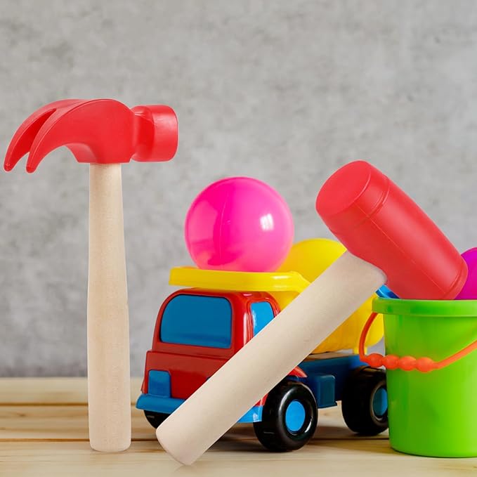 3pcs Wooden Mallet Toy Hammer Simulation Wooden Hammers Small Plastic Toddler Fake Hammer Portable Maintenance Kids Tools Toys Pretend for Boys Girls