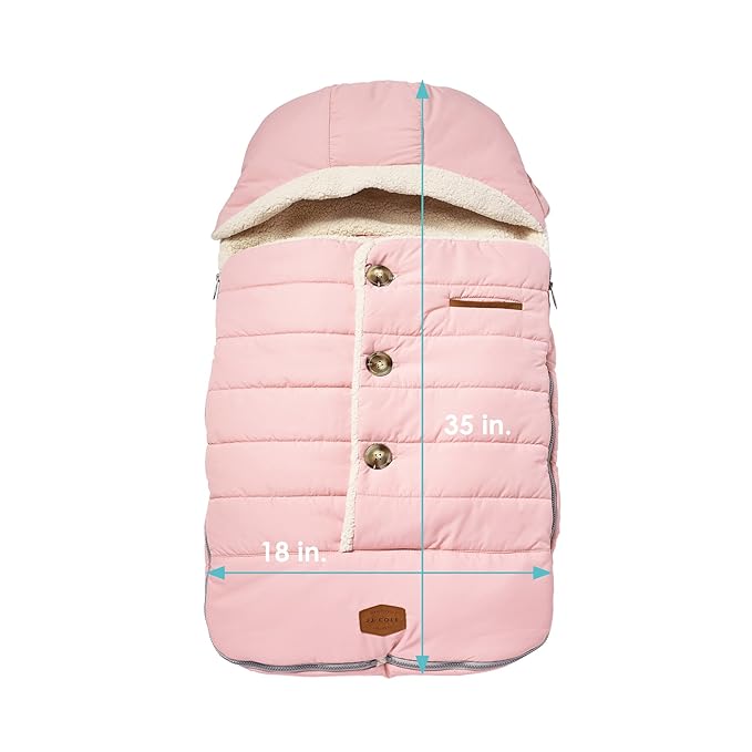 JJ Cole Bundle Me Winter Toddler Car Seat Cover and Bunting Bag - Urban - Weather Resistant Baby Carrier Cover - Stroller Accessories and Winter Baby Essentials - Blush Pink