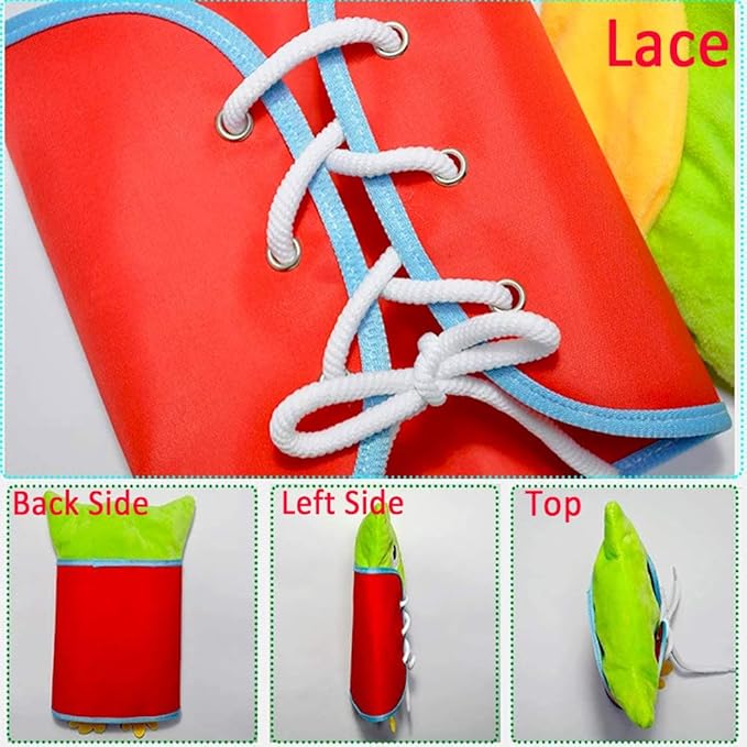 Learn to Dress Owl Doll Toys Kids Early Learning Basic Life Skills Busy Boards - Lace, Snap, Button, Zip for Preschool Education (Owl)