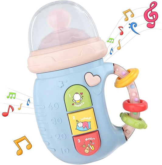 Baby Musical Toy 18M+ Cute Bottle Light Up Music Toys Early Learning Educational Infant Toys Girl Boys Birthday Gift Toy for 2 3 Years Old (Blue)