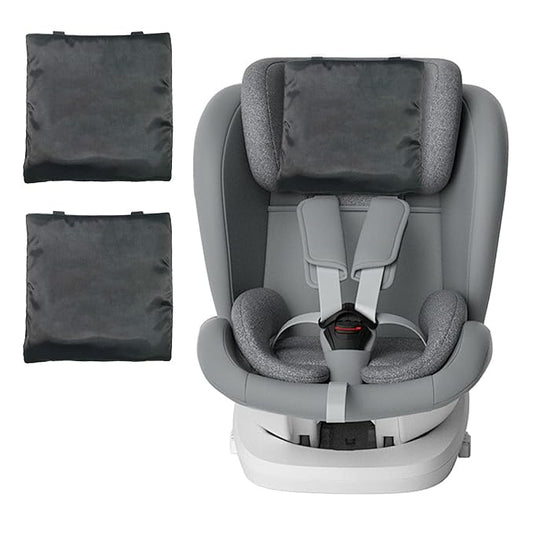 2 Pack Carseat Covers Baby Satin Car Seat Headrest Cover for Babies Hair Protector Soft Silk Feeling Protection Head car seat headrest Support (black)