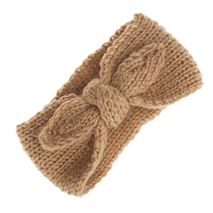 Turban Headband Baby Girl - Warm Rabbit Knot Hair Band Wrap Newborn Toddler Children 2Pcs (Brown+Beige, One Size)