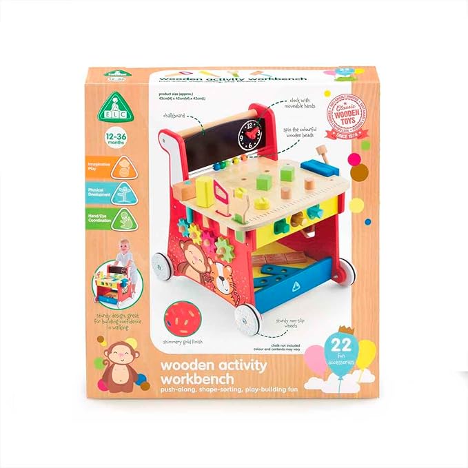 Early Learning Centre Wooden Activity Workbench, Imaginative Play, Hand Eye Coordination, Physical Development, Kids Toys for Ages 12 Month, Amazon Exclusive